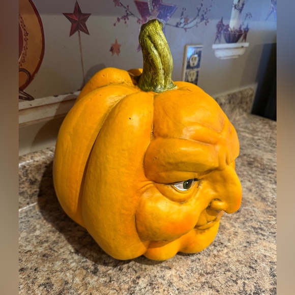 Home Goods Orange Pumpkin Face Sculpture - Picture 2 of 4